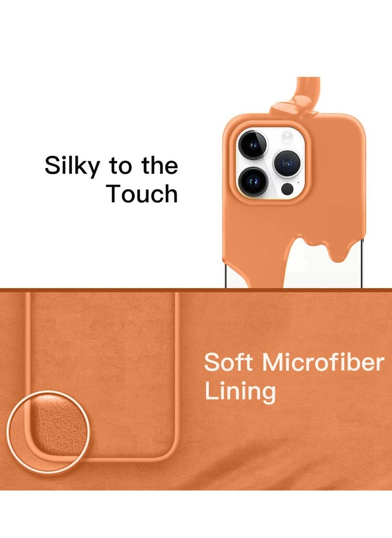 Soft Smooth Silicone Back Cover Case with Built-in Magnetic, inner side Microfiber Lining for Apple iPhone 15 Pro Max  – Orange