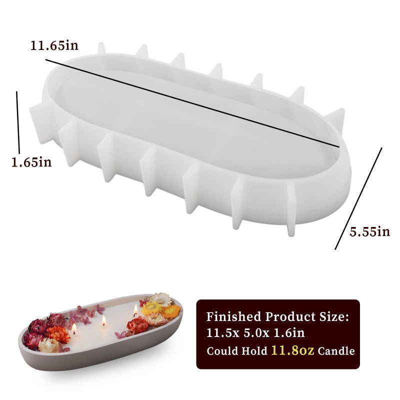 Wehous Large Bowl Resin Mold, 11.6'' Oval Bowl Silicone Molds for Resin Concrete Cement, Epoxy Casting Mold for Jewelry Makeup Storage Container Candle Boat Succulent Pot, Table Home Decoration - Image 4