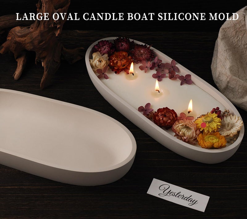 Wehous Large Bowl Resin Mold, 11.6'' Oval Bowl Silicone Molds for Resin Concrete Cement, Epoxy Casting Mold for Jewelry Makeup Storage Container Candle Boat Succulent Pot, Table Home Decoration - Image 3