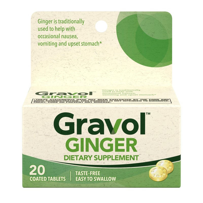 Gravol Ginger Tablets for Upset Stomach and Nausea 20ct