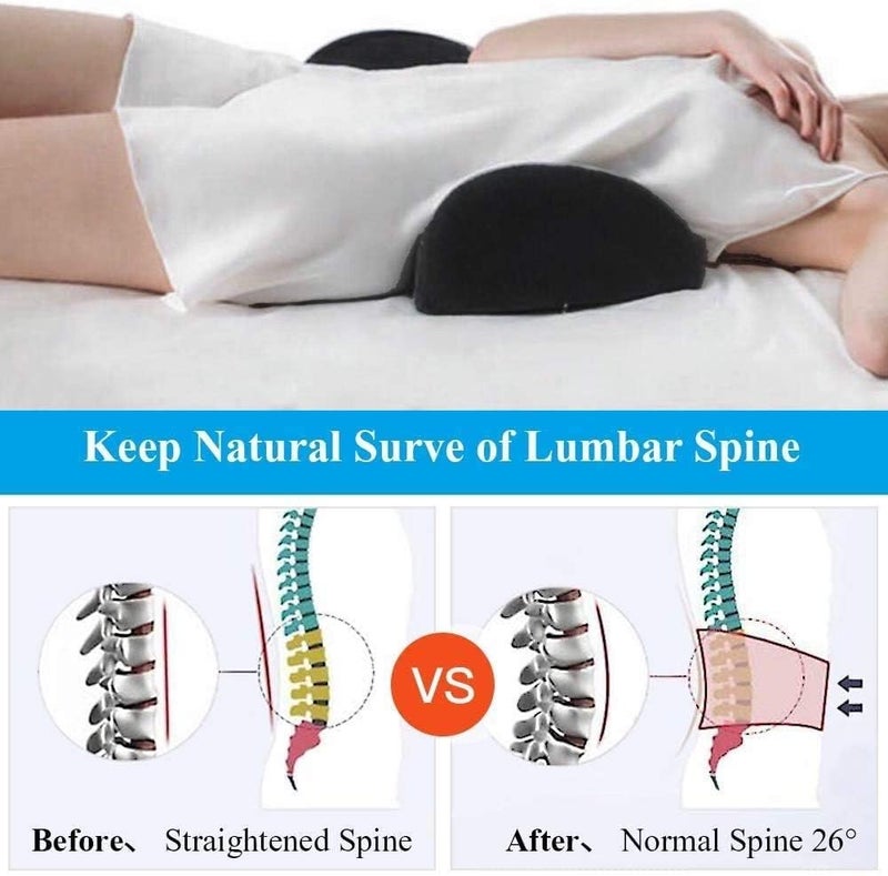IDITRI EXPORT Memory Foam Lumbar Support for Sleeping Waist Cushion Lumbar Pillow for Lower Back Pain Relief Ergonomic Back Support Pillow for Bed 185x114x55 Inch Black - Image 5