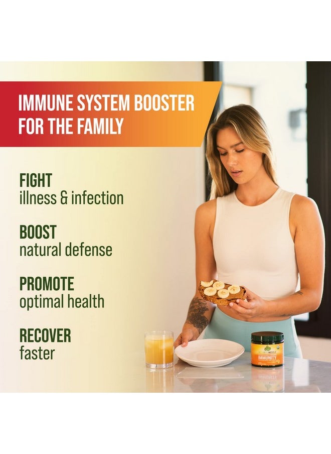 Organic Muscle - Immune Boost Drink Organic Immune Support Powder With Vitamin C Vitamin D3 Zinc & Turmeric Natural Immunity Booster For Adults Vitamin C Powder By Organic Muscle 20 Servings - Image 1