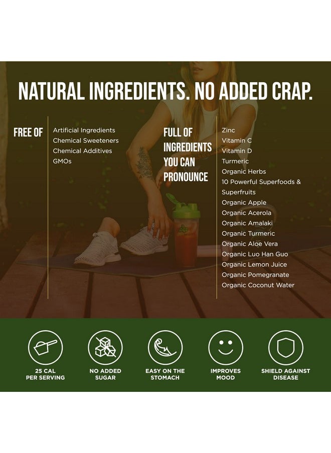 Organic Muscle - Immune Boost Drink Organic Immune Support Powder With Vitamin C Vitamin D3 Zinc & Turmeric Natural Immunity Booster For Adults Vitamin C Powder By Organic Muscle 20 Servings - Image 1