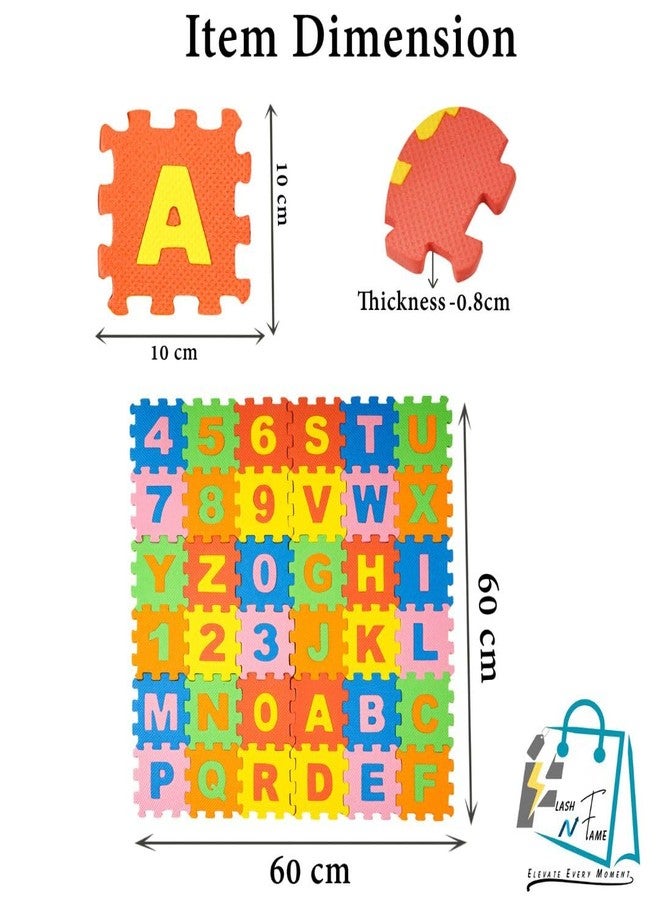 FLASH N FAME Alphabet & Number Puzzle Tiles for Toddlers - 6 pcs - Safe Play Mat 8mm Thickness - Image 2