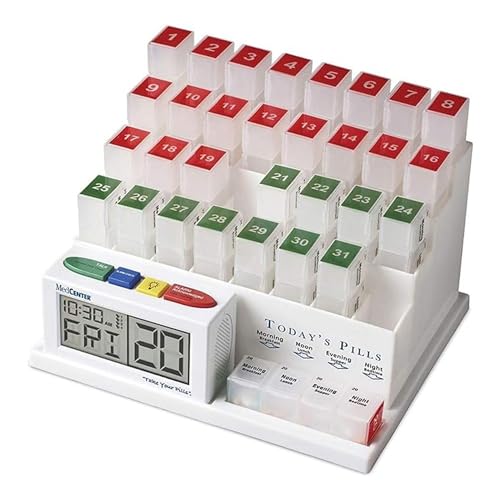 Medcenter Monthly Pill Organizer System 4 Times a Day, 31 Day Pill Organizer Box with Talking Alarm Reminding System, Monthly Pill Box for Daily Medication, Gift for Mom, Dad, Elderly - Image 1