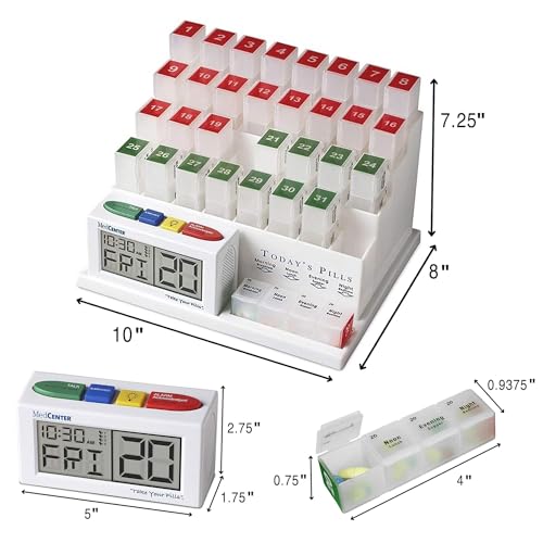 Medcenter Monthly Pill Organizer System 4 Times a Day, 31 Day Pill Organizer Box with Talking Alarm Reminding System, Monthly Pill Box for Daily Medication, Gift for Mom, Dad, Elderly - Image 2