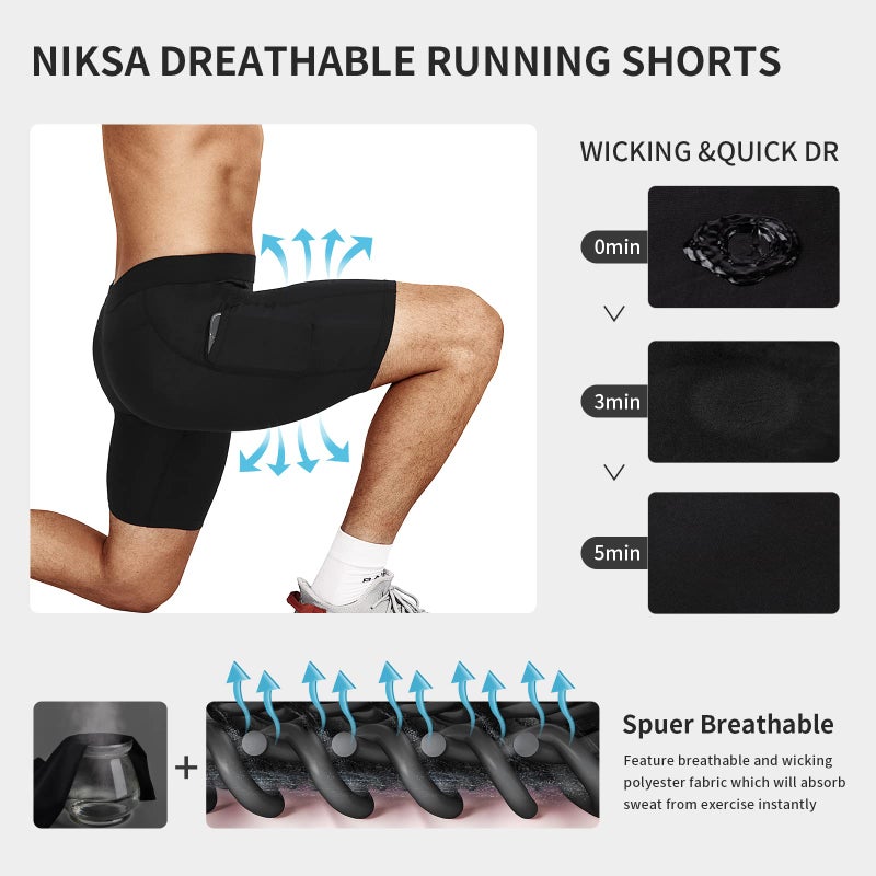 Niksa Compression Shorts Men, Compression Underwear for Men Athletic Shorts, Running Workout Fitness Shorts - Image 4