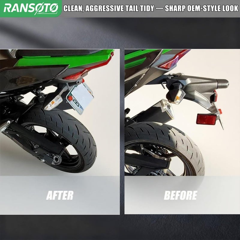 RANSOTO Fender Eliminator Kits Compatible with Kawasaki Ninja 400 / Z400 2018–2024 Ninja 250 2018–2023 Ninja 500 Z500 2024-2025 License Plate Holder - Image 5