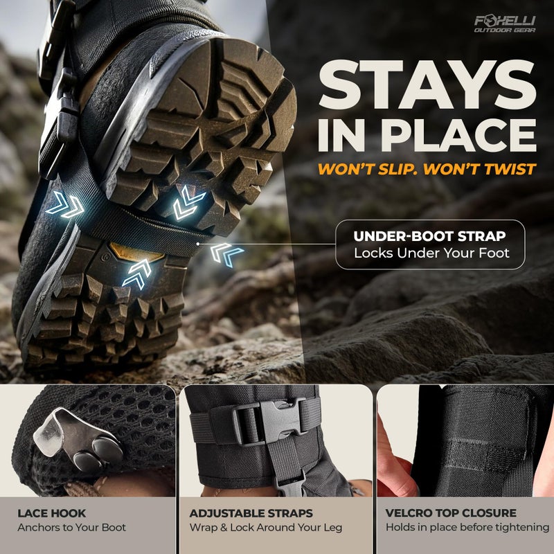 Foxelli Snake Gaiters for Men & Women â€“ Durable Snake Protection Leg Guards, Adjustable Lower-Leg Protection for Hunting, Hiking, Ranch Work & Rugged Outdoor Terrain - Image 2