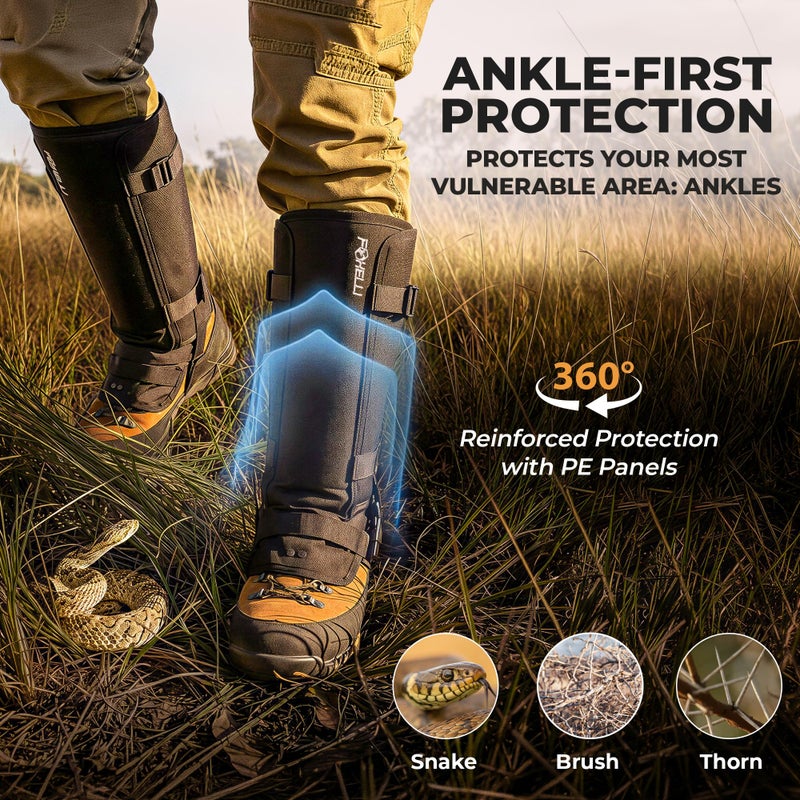 Foxelli Snake Gaiters for Men & Women â€“ Durable Snake Protection Leg Guards, Adjustable Lower-Leg Protection for Hunting, Hiking, Ranch Work & Rugged Outdoor Terrain - Image 3
