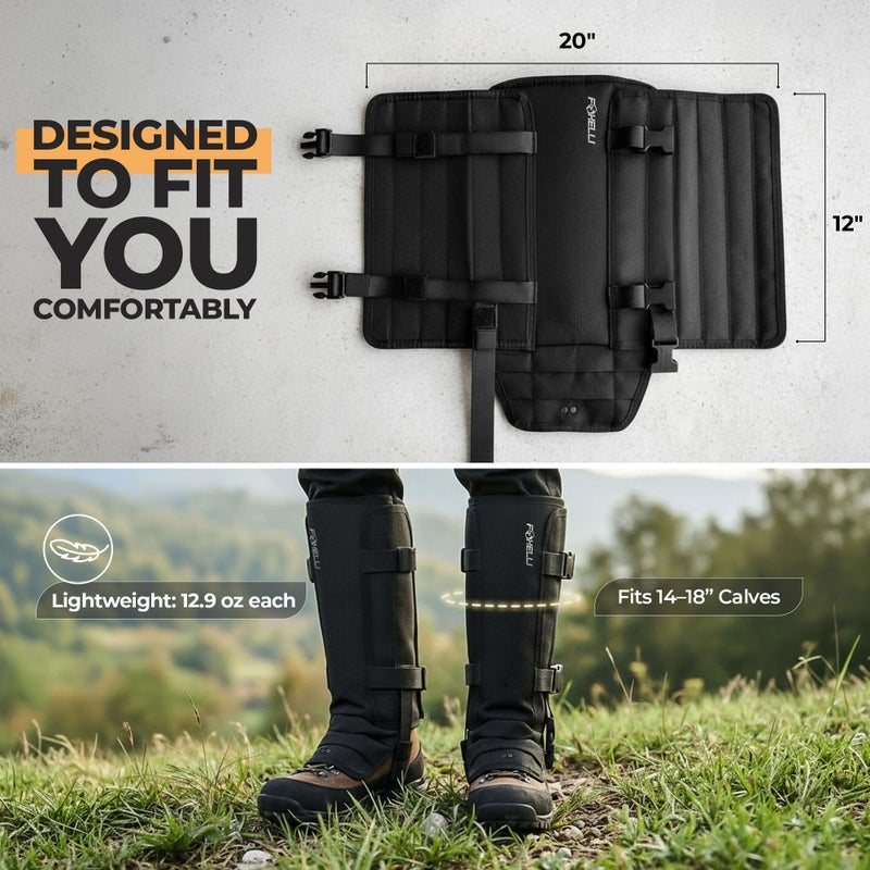 Foxelli Snake Gaiters for Men & Women â€“ Durable Snake Protection Leg Guards, Adjustable Lower-Leg Protection for Hunting, Hiking, Ranch Work & Rugged Outdoor Terrain - Image 5