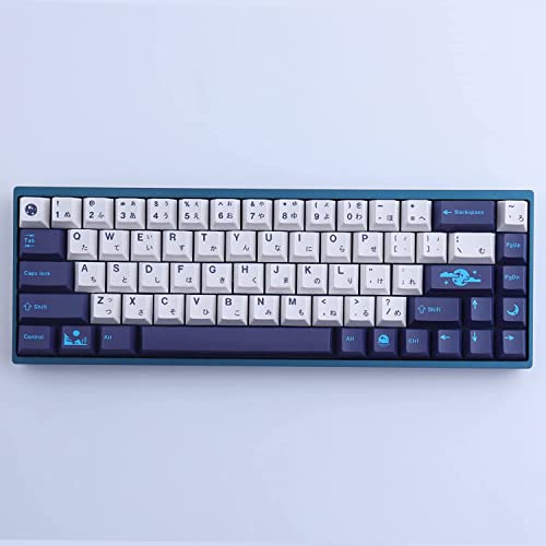 JOMKIZ PBT Keycaps, 134 Keys Blue Moon Dye Sublimation Cherry Profile Keycaps with 7U Spacebar Japanese Keycap Set for MX Switches Mechanical Keyboards - Image 5