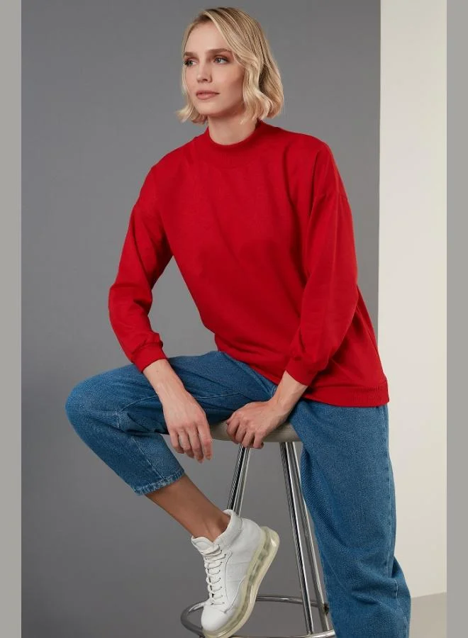 ليلا ليلى سويت شيرت قطن بياقة واقفة نسائي