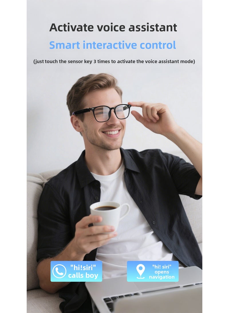 نظارات بلوتوث صوتية ذكية بالترجمة الفورية AI مضادة للضوء الأزرق لحماية العين للسفر والأعمال - Image 5