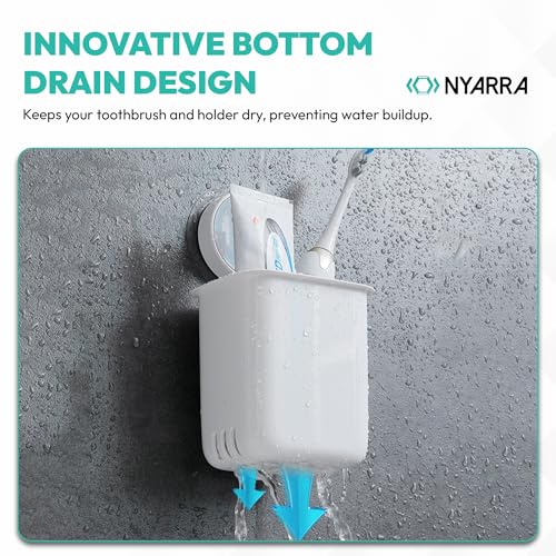 Nyarra Toothbrush Holder for Bathroom | Self Adhesive Wall Mounted Toothbrush Holder | Multifunctional Organizer for Electric Toothbrush | Washroom Organizer for Tooth Brush - Pack of 2 [ND-1358] - Image 2