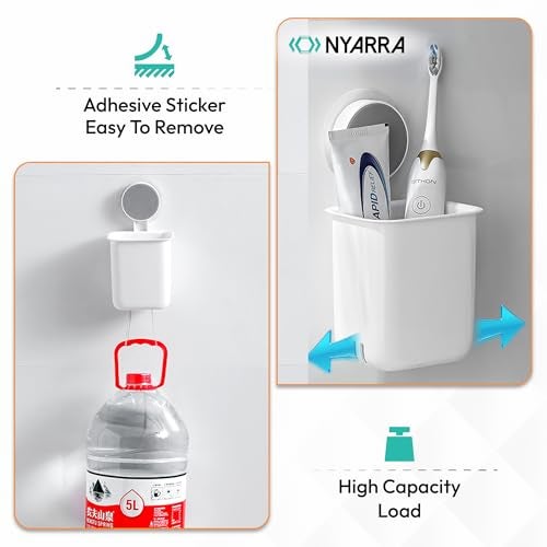 Nyarra Toothbrush Holder for Bathroom | Self Adhesive Wall Mounted Toothbrush Holder | Multifunctional Organizer for Electric Toothbrush | Washroom Organizer for Tooth Brush - Pack of 2 [ND-1358] - Image 4