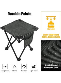 Hihonor Camping Stool, Portable Folding Small Chair, Camp Stool for Camping Fishing Hiking Gardening and Beach, Camping Seat with Carry Bag , Grey  - Image 2