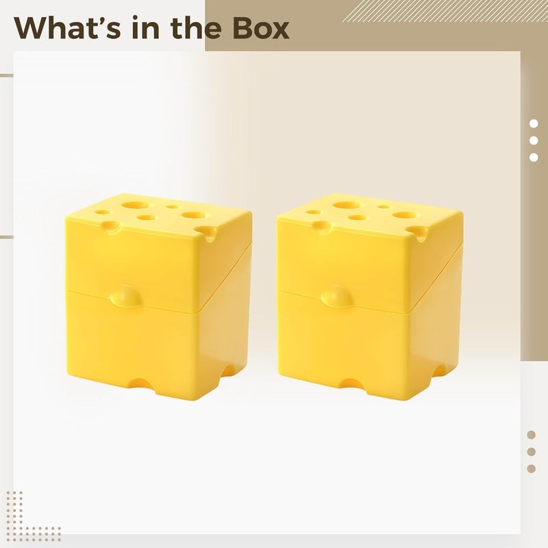 Set of 2 Cheese Boxes for Refrigerator, 650ml Plastic Container with Lid, Perfect for Sliced Cheese and Butter - Image 4