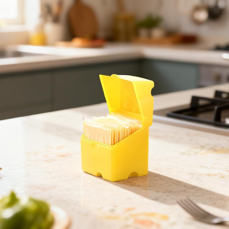 Set of 2 Cheese Boxes for Refrigerator, 650ml Plastic Container with Lid, Perfect for Sliced Cheese and Butter - Image 2