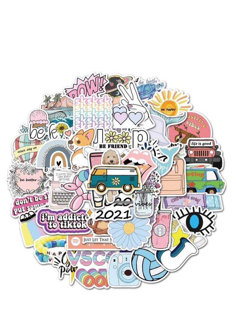 Stickers for Hydro Flask 50 Pcs Lovely Aesthetic Vinyl Stickers for Water Bottles Trendy Waterproof Laptop Stickers  Skateboard Stickers for Kids Women Teen Girl Gifts Girl Stuff  - Image 1