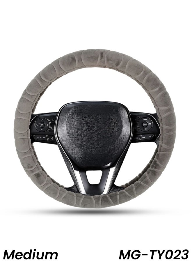 Universal Car Steering Wheel Cover MG-TY023, Medium Size – Soft Plush Material, Anti-Slip Grip, Four-Season Protection, Comfortable & Durable, Easy Installation for Cars, SUVs & Trucks - Image 1
