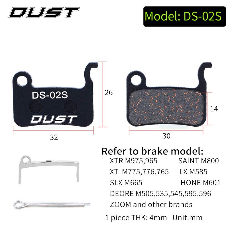 CYCEARTH 4 Pairs Bike Bicycle Disc Brake Pads for Shimano XTR M965 M966 M975, Saint M800, XT M765 M775 M776, SLX M665, LX M585 T665, Hone M601, Deore M535 M595 M596(Semi-Metallic/Sintered Metal) - Image 2