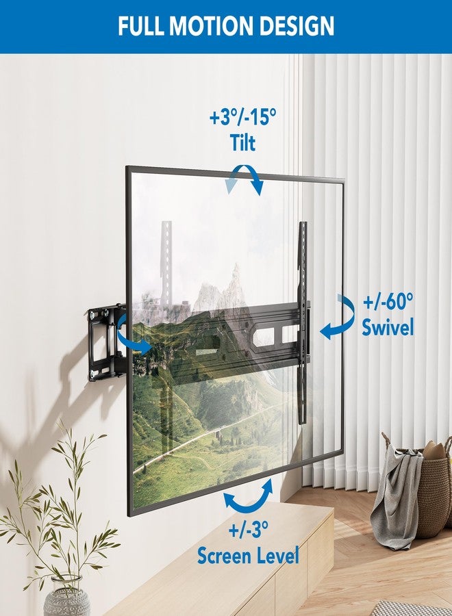 Mount-It! Full Motion TV Wall Mount with Heavy Duty Dual Arms, 14" Extension and Compatible with TVs 37" up to 80" Screen Size, Fits VESA up to 600x400mm, 88 Lbs Capacity - Image 2