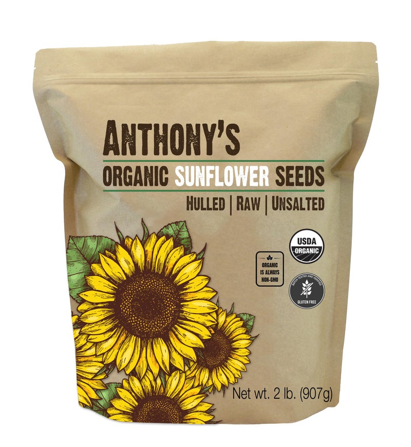 Anthony's Organic Hulled Sunflower Seeds, 2 lb, Raw, Unsalted, Batch Tested and Gluten Free, Keto Friendly - Image 1