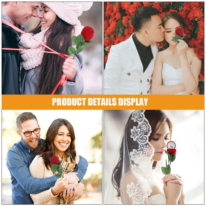 4 PCS Red Rose Box Box Case Flower Engagement Box With Stem Proposal Box For Proposal Valentines Day Ceremony Wedding - Image 5
