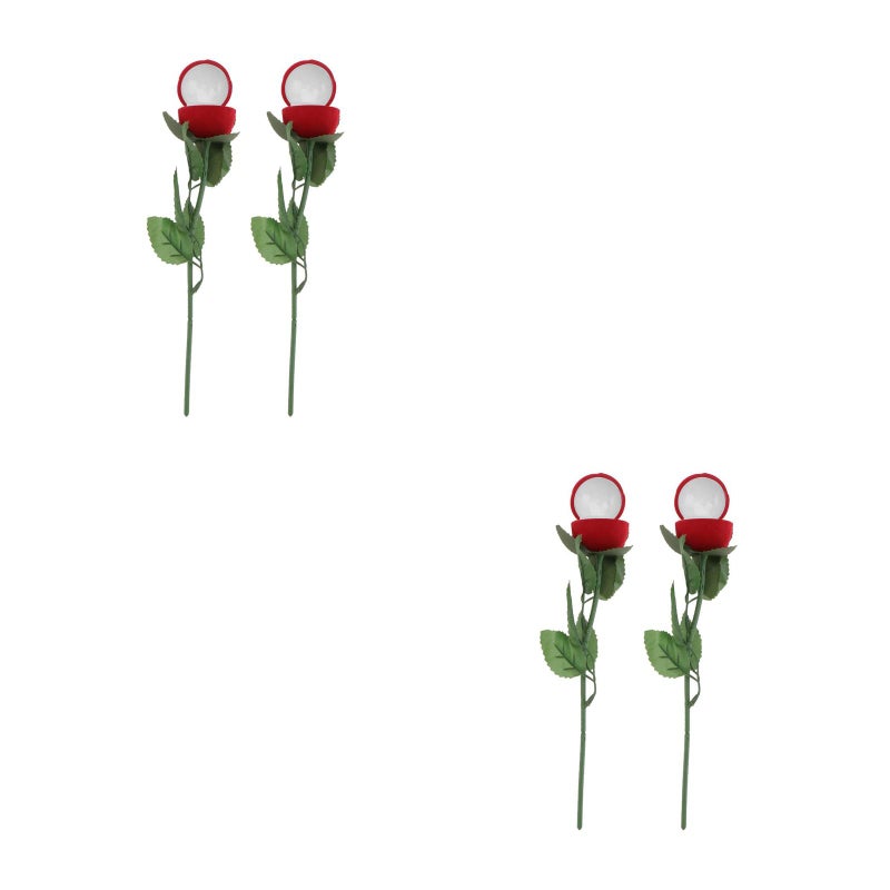 4 PCS Red Rose Box Box Case Flower Engagement Box With Stem Proposal Box For Proposal Valentines Day Ceremony Wedding - Image 1