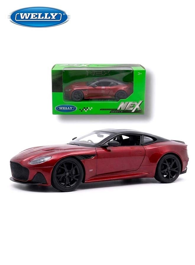 Welly 1:24 Scale Aston Martin Die-Cast Model - Red and Black Roof - Detailed Sports Coupe Replica with Realistic Wheels and Grille - Modern Supercar Display Piece – Die-Cast Toy Car for Kids & Collectors - Image 1