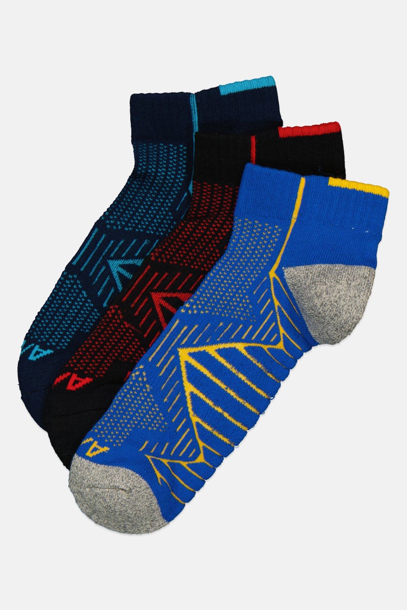 ANTA Kids Boy 3 Pairs Brand Logo Crew Socks, Multicolor - Image 1