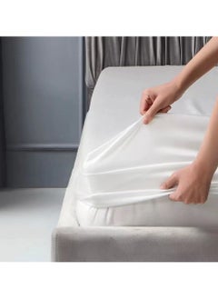 LIMOS Bed Sheet 100% Tencel Lyocell Set 4PC Flat Sheet 1 Fitted Sheet 2 Pillowcases (White)  - Image 4