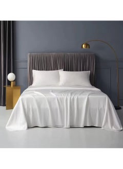 LIMOS Bed Sheet 100% Tencel Lyocell Set 4PC Flat Sheet 1 Fitted Sheet 2 Pillowcases (White)  - Image 1