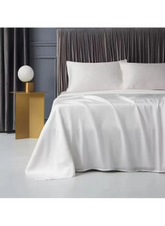 LIMOS Bed Sheet 100% Tencel Lyocell Set 4PC Flat Sheet 1 Fitted Sheet 2 Pillowcases (White)  - Image 3