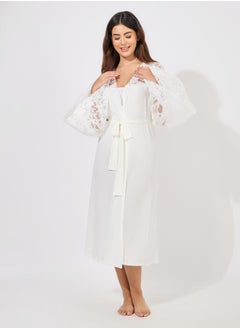 Styli Lace Insert Long Sleeves Robe  - Image 1