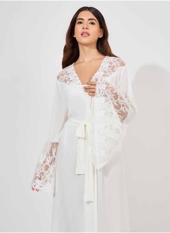 Styli Lace Insert Long Sleeves Robe  - Image 2