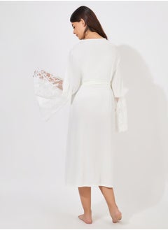 Styli Lace Insert Long Sleeves Robe  - Image 4