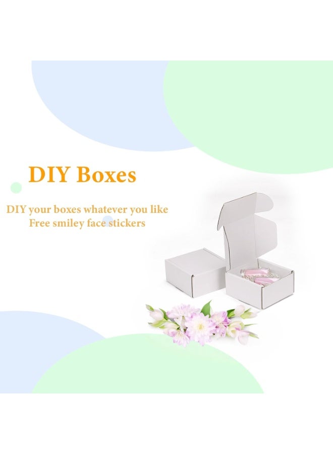 FAYET 30PCS White Kraft Corrugated Cardboard Shipping Boxes, No-Tool Easy Assembly Mailer Boxes for E-commerce Packaging, Gifting, Storage (8.5×8.5×3.5cm) - Image 4