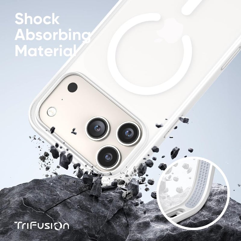 FLOLAB حافظة FLOLAB Surtect Tri-Fusion المغناطيسية لجهاز iPhone 17 Pro Max تصميم نحيف واقي متوافق مع Magsafe بدرجة عسكرية - أبيض شفاف غير لامع - Image 2