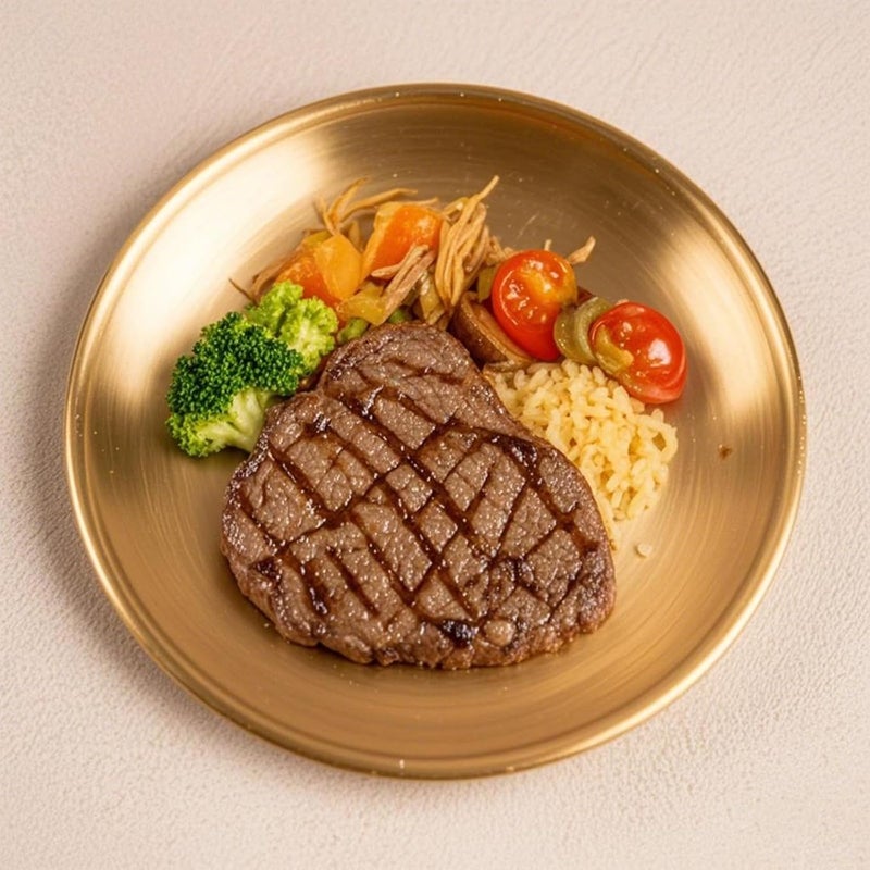 JOIKIT 6 Pack 10 Inch Gold Stainless Steel Plate Round Metal Dinner Plates Kitchenware Dinner Dishes Serving Tray Large Camping Plates for BBQ Snack Food Serving Dishwasher Safe - Image 4