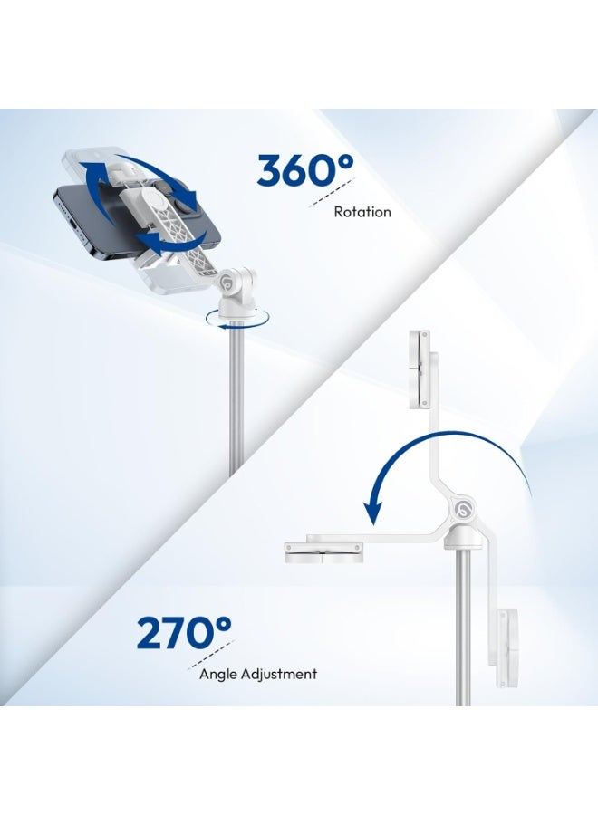 يولانزي حامل ثلاثي مغناطيسي يولانزي TT88 لهاتف iPhone، عصا سيلفي قابلة للتمديد مقاس 57 بوصة مع جهاز تحكم عن بعد، ومشبك هاتف 2 في 1 وحوامل أحذية باردة مزدوجة - حامل ثلاثي خفيف الوزن للهاتف للتدوين بالفيديو والسفر وتسجيل الفيديو (أبيض) - Image 3