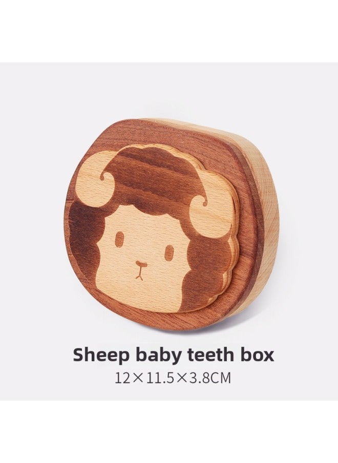 Generic Baby's Beech Cartridge Box Storage Teeth Creative Modeling Commemorative Storage Box Wooden Ornaments Play Home Toys-Specifications:Wz-b Zodiac Tooth Box (sheep)  - Image 1