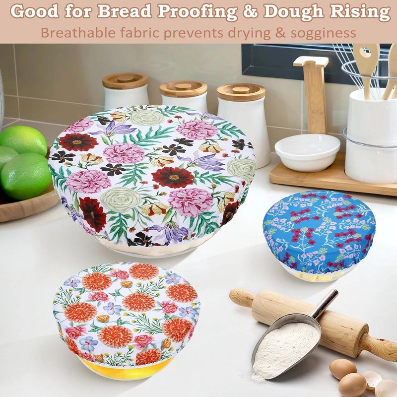Revahope 5-Size Reusable Beeswax Bowl Covers for Bread Proofing, Cotton Cloth Flexible Beeswax Wraps for Food Storage(Colorful Floral) - Image 4