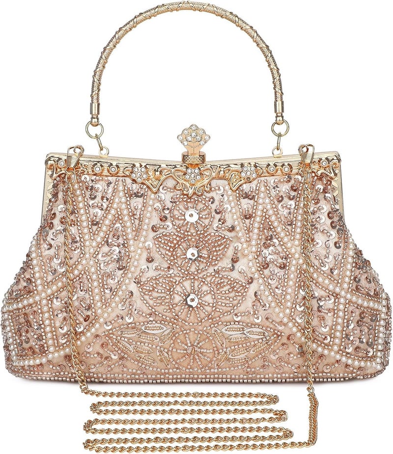 Selighting 1920s Vintage Beaded Clutch Evening Bags for Women Formal Bridal Wedding Clutch Purse Prom Cocktail Party Handbags | 1920s, Vintage, Beaded, Formal, Bridal, Wedding - Image 1
