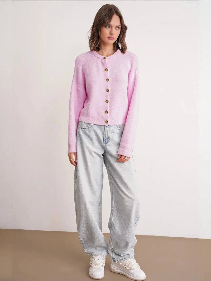 MixRay Mixray Buttoned Ribbed Knit Cardigan