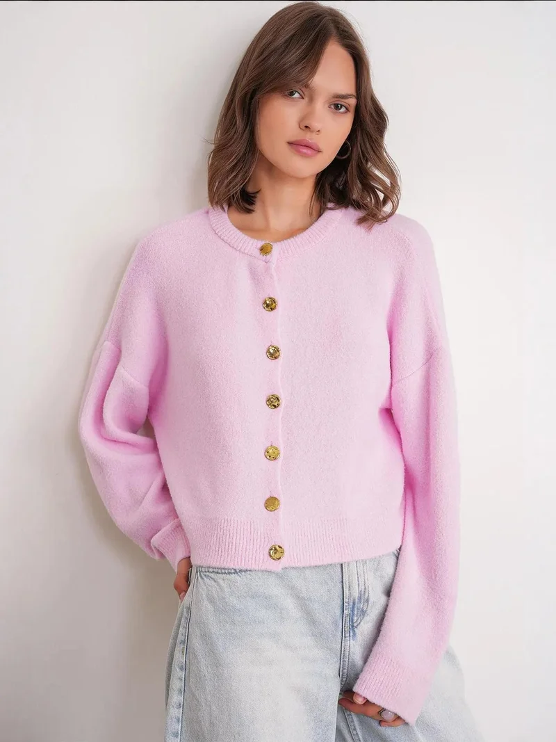 MixRay Mixray Buttoned Ribbed Knit Cardigan