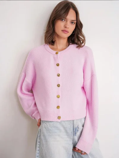 MixRay Mixray Buttoned Ribbed Knit Cardigan
