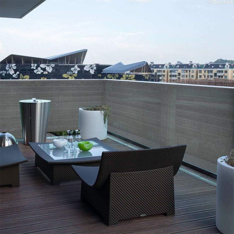 ويوبلز سياج خصوصية للشرفة، يوفر حماية شاملة للخصوصية، عالي الكثافة ومقاوم للأشعة فوق البنفسجية، بطول 90500 سم، مناسب للفناء الخلفي، مزود بروابط كابلات وحبال طويلة (رمادي). - Image 5