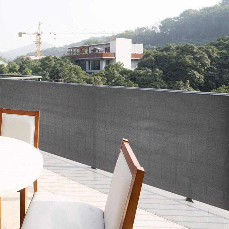 ويوبلز سياج خصوصية للشرفة، يوفر حماية شاملة للخصوصية، عالي الكثافة ومقاوم للأشعة فوق البنفسجية، بطول 90500 سم، مناسب للفناء الخلفي، مزود بروابط كابلات وحبال طويلة (رمادي). - Image 4